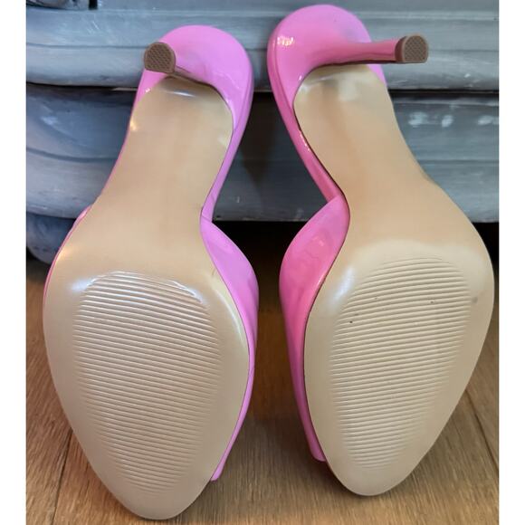 Steve Madden Priya Heels Sz 7 Pink Patent Barbiecore Open-Toe Slip-On Mules NWOB - Picture 6 of 7